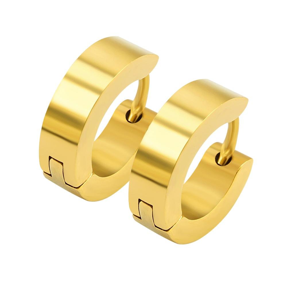 Kalaram Golden Broad Bali Hoop Earring for Men
