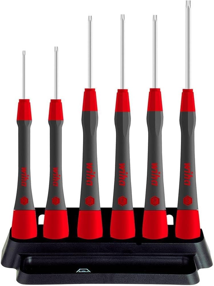 Wiha Feinschraubendreher Set PicoFinish (42997) 7-tlg. Torx I Präzisionsschraubendreher mit Halter I Uhrmacherwerkzeug, Mini Set Modellbau