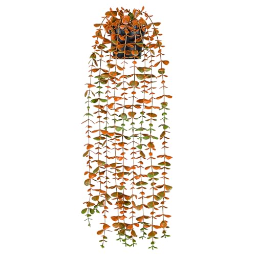 Der Rose 1Pcs Fake Fall Plants Hanging Orange Artificial Potted Faux...