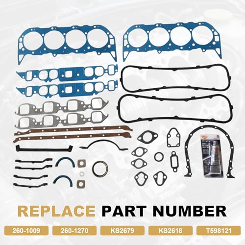 Image of PartsFlow Full Complete Gasket Set OE# 260-1009, 260-1270, KS2679, KS2618 | Compatible with BBC 454 427 396, Chevy C30, GMC, Pontiac, 7.4L,6.6L V8 1965-1979; head gasket set; head gasket kit