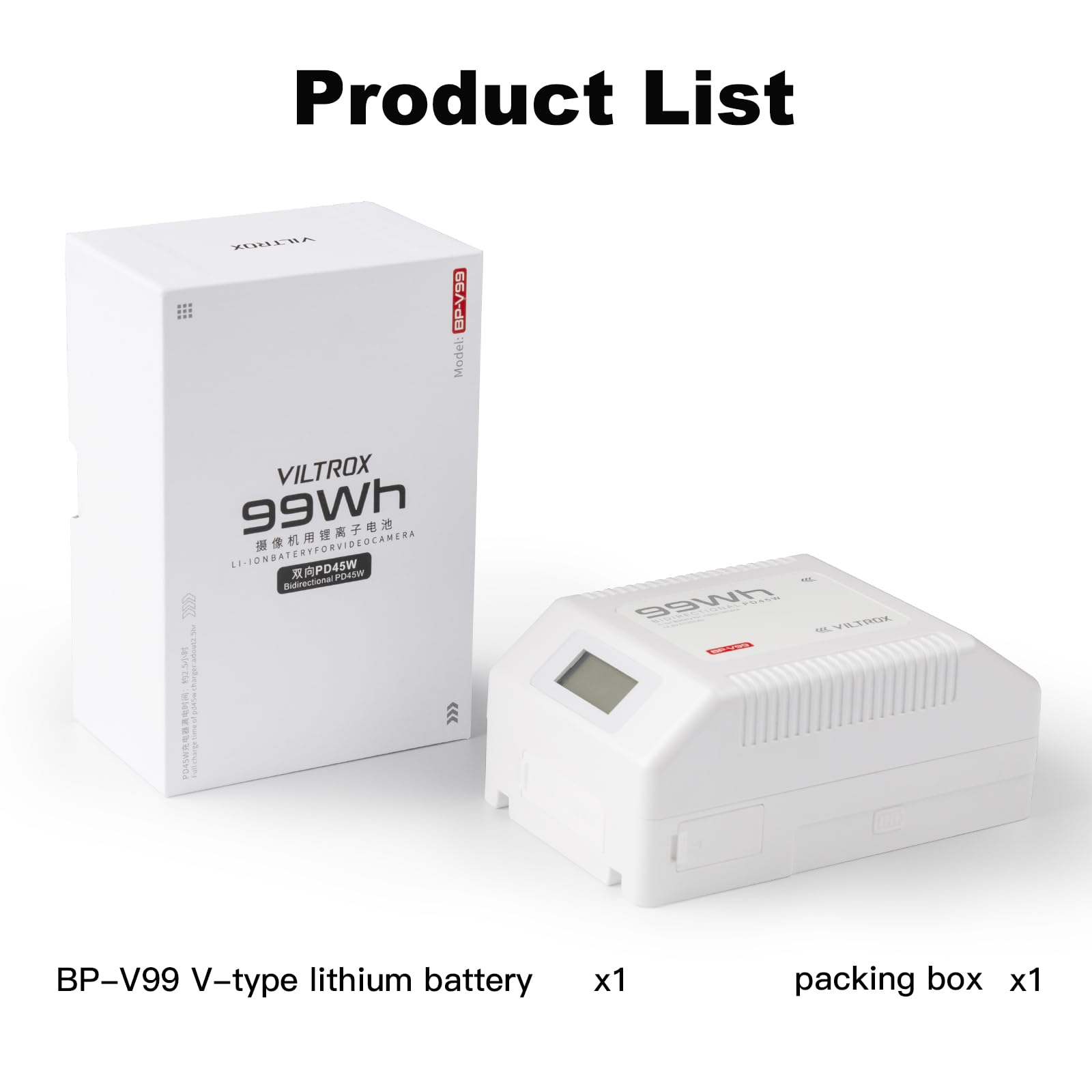 VILTROX BP-V99 V Mount Akku 6700mAh Mini V Lock Battery 99Wh/14.8V mit LCD-Anzeige,Dual D-Tap&USB Output,Weiß Mini V Lock Akku in Camcordern,Kameras,LED-Lampen,Monitoren,Smartphones und MacBooks