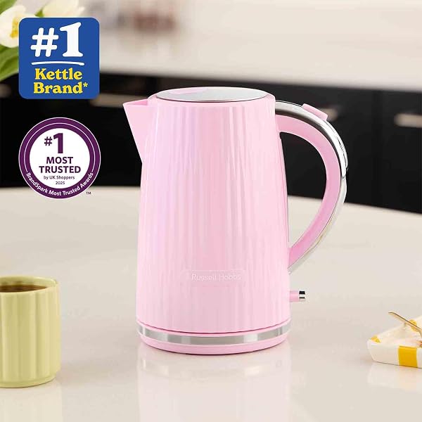 Russell Hobbs Electric Kettle (Hot Water, Tea or Coffee, 1.7L, Push to open lid, Perfect pour spout, Removable washable filter, Illuminated switch, Chrome accents, Raspberry, 3000W) Eden 27362 - 2