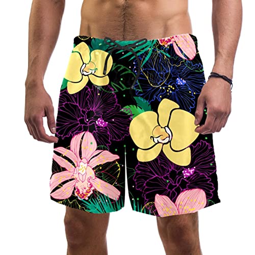 Maillot de bain pour hommes JDEZ à imprimé fleur colorée et short de plage