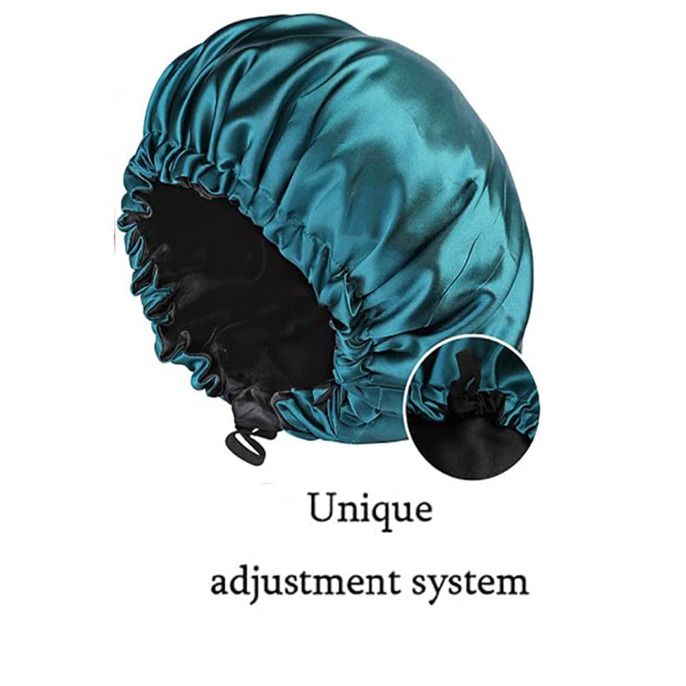 2 Pcs Satin Sleep Cap for Women Long Hair Silk Bonnet for Curly Hair bonnet for Sleeping Extra Large Double Layer Adjustable Satin Bonnet for Women - Image 2