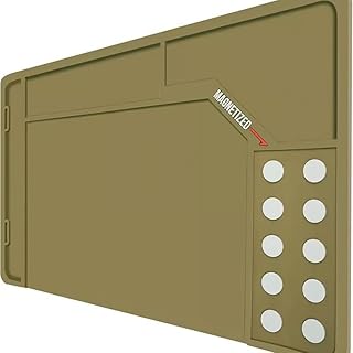 Alfombrilla de limpieza antideslizante con puntos magnéticos, ideal para diversas tareas de reparación (900 x 300 x 4.50 cm), color marrón