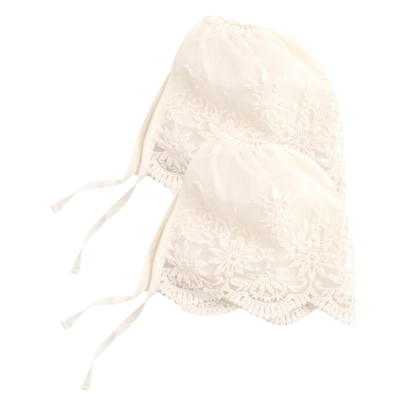 Gorro de Encaje para Niña Recién Nacida Beige, 2 Piezas
