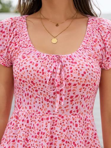 Image of HUHOT Teen Petite Women Floral Short Summer Mini Dresses with Pockets Cute Milkmaid Sundress 2026