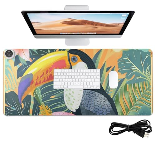 Tapis de souris chauffant grand format 80x33 cm sous-main cuir pour clavier et jeu
