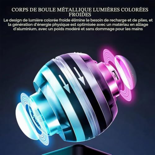 Gyroscope D'Exercise à Main avec Lumière LED - Power Wrist Ball pour L'entraînement Musculaire des Mains et Bras - Démarrage Automatique – vue 6