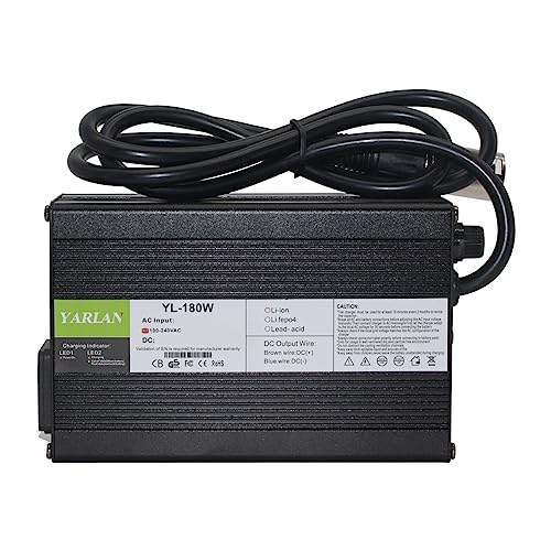 24V Battery Charger Automatic Smart Charger 5A trickle Charger and I/O Switch 3 pin XLR Connector Suitable for Charging AGM Gel Lead-Acid Batteries fo