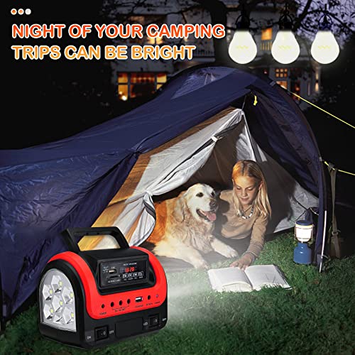 Solar Generator - Portable Generator with Solar Panel,Solar Power Generators Portable Power Station with Flashlight,Emergency Generator Solar Powered for Home Use Camping Emergency (Red) - Image 3