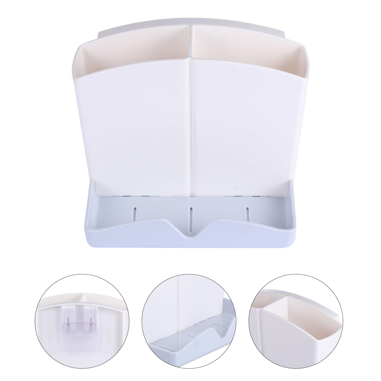 BESPORTBLE Porta Spazzolino da Denti da Parete Multifunzione in Abs senza Perforazione Scatola Porta Pettini e Portaoggetti per Bagno Fori di Drenaggio e Adesivo Resistente per
