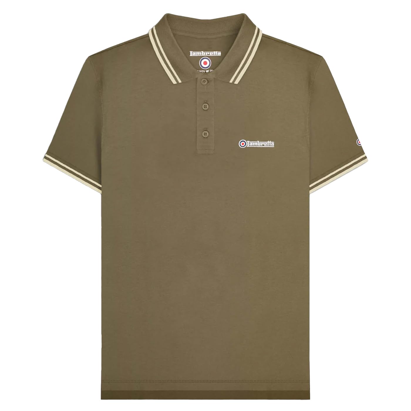 Lambretta Men's Khaki/Oatmeal Twin Tipped Polo Shirt - 3XL