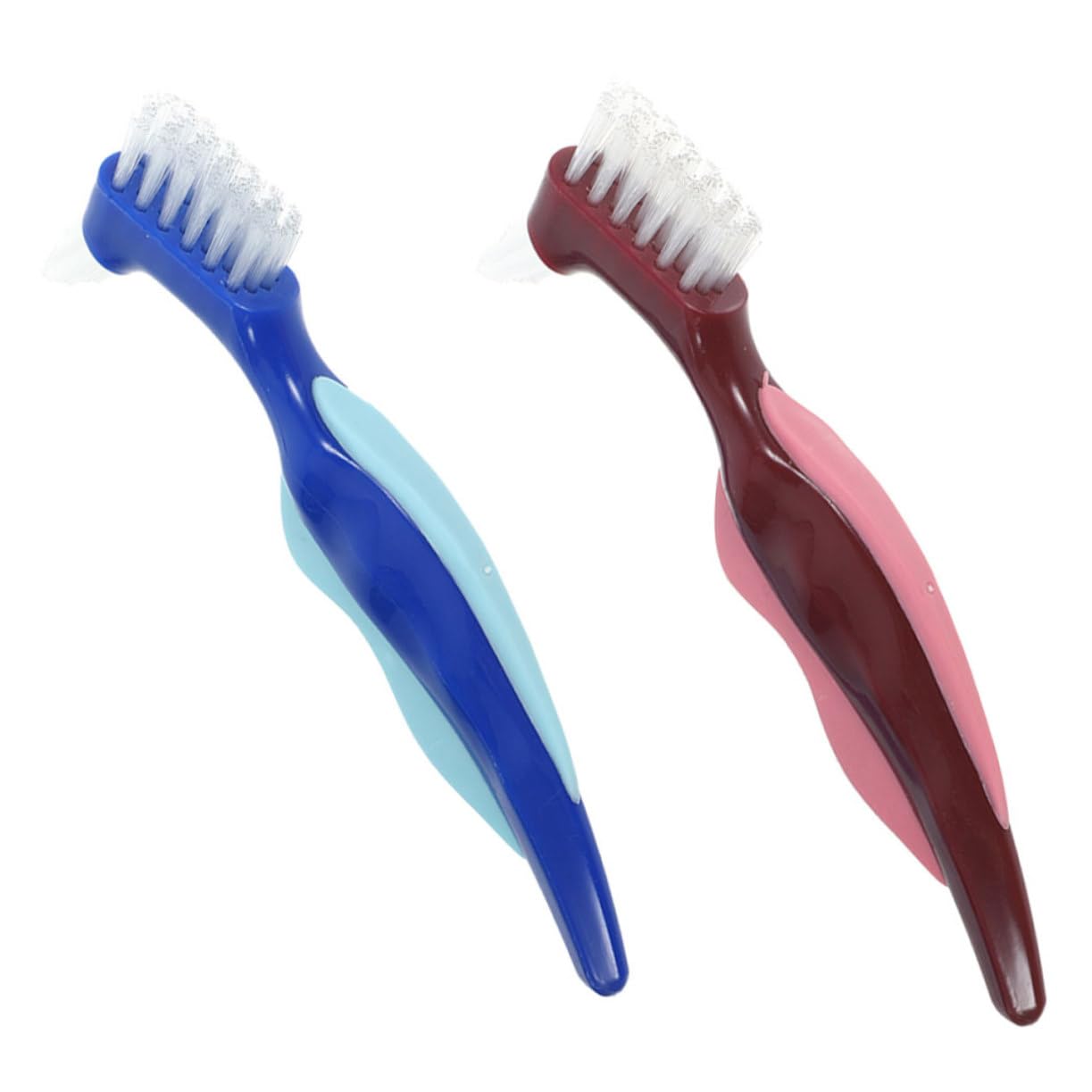 KOMBIUDA 10pezzi Spazzolino Per Dentiera Con Setole Morbide Spazzola Doppia Faccia Per e Pulizia Protesi Per Anziani e Portatori Di Apparecchi Colori