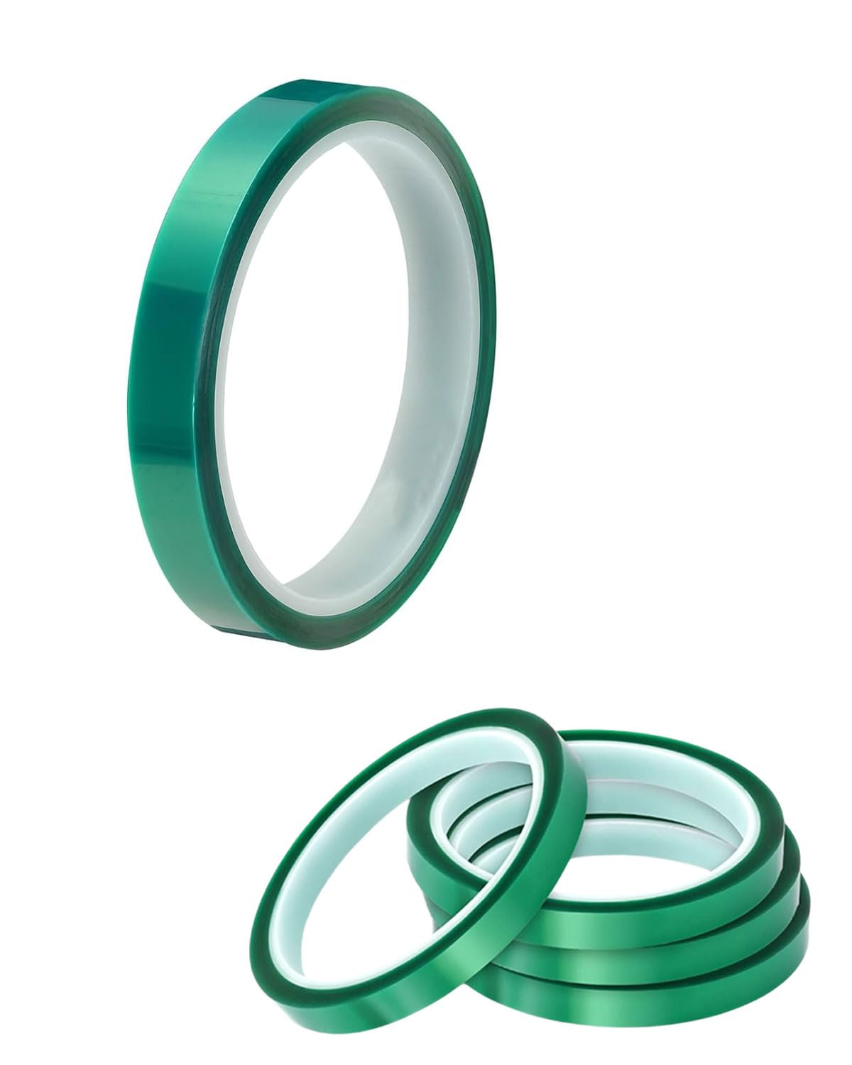 4 rotoli di nastro adesivo per alte temperature, 10mm x 33m, nastro resistente al calore fino a 230°C, per elettronica, circuiti stampati, trasferimento termico (verde)