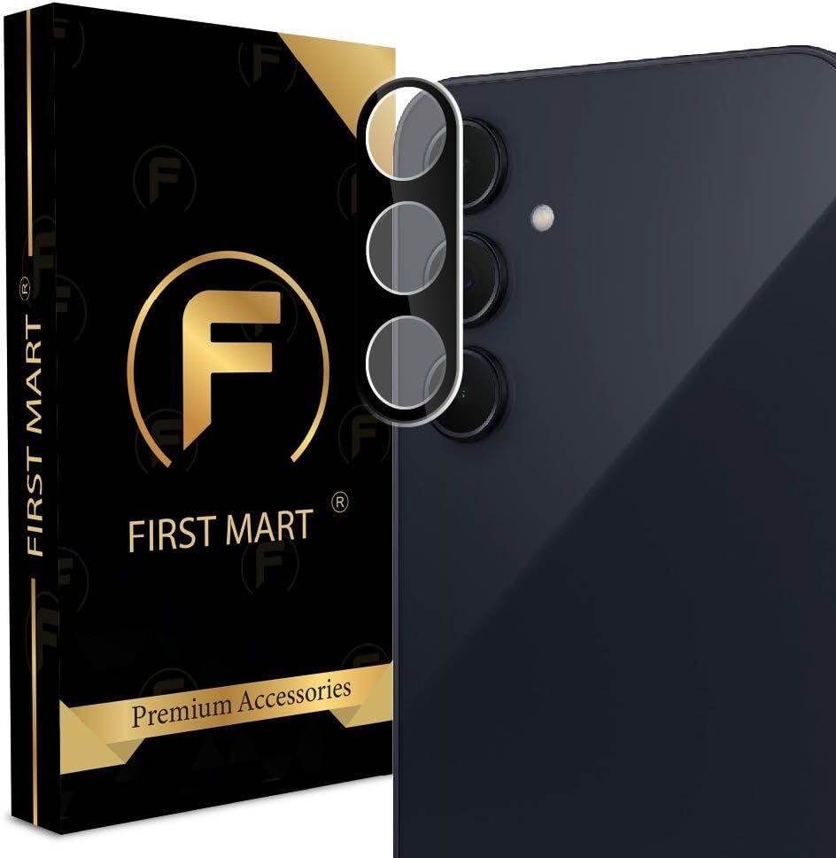 Image of FIRST MART Camera Lens for Samsung Galaxy A35 / Samsung A55 | 9H Tempered Glass, Anti-Scratch, Case-Friendly, HD Clarity, Bubble-Free | Black
