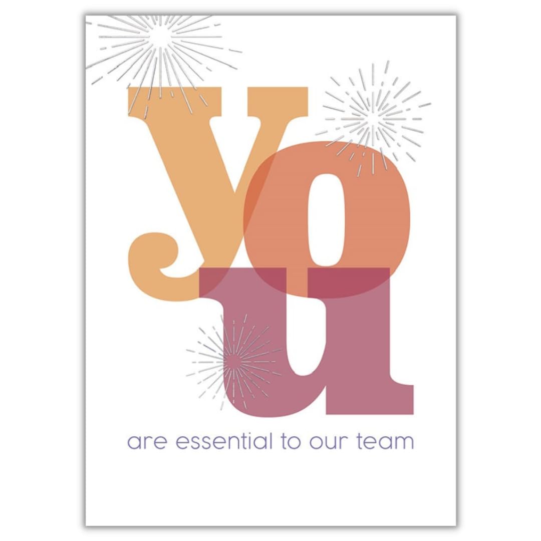 25 Employee Anniversary Cards - "You are Essential" Design - 26 White Envelopes - FSC Mix