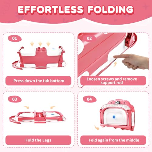Image of Baby Bathtub Collapsible with Thermometer & Cushion, Portable Travel Tub