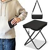 折りたたみ椅子 超軽量 コンパクト【どこでもすぐ座れる・片手で持てる】約310g 折り畳み 携帯チェア 持ち運び簡単 組立不要 収納袋一体型 ポケットサイズ 耐荷重100kg 14mm高強度アルミ合金フレーム 1000Dオックスフォード座面 クッション付き アウトドアチェア キャンプ 登山 釣り 運動会 行列待ち 防災用 ブラック