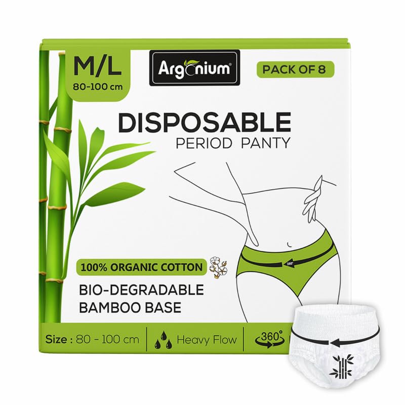 Argonium Prime Biodegradable Mint Bamboo | Pack of 8 | M-L Disposable Period Panty For Women| Leak Proof | Maternity for Heavy Flow Periods |Overnight 360 Degree | Size 80 to 100 cm | Skin Friendly (B0D99XHZW4) Amazon Price History, Amazon Price Tracker