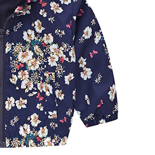 Toddler Girl Boy Windbreaker Long Sleeve Fall Coat Thin Jacket Cartoon Print Hooded Jacket (Navy, 2-3 Years)3