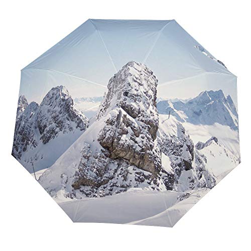 Parapluie compact ZIYA Snow Mountain pliable avec cadre renforcé