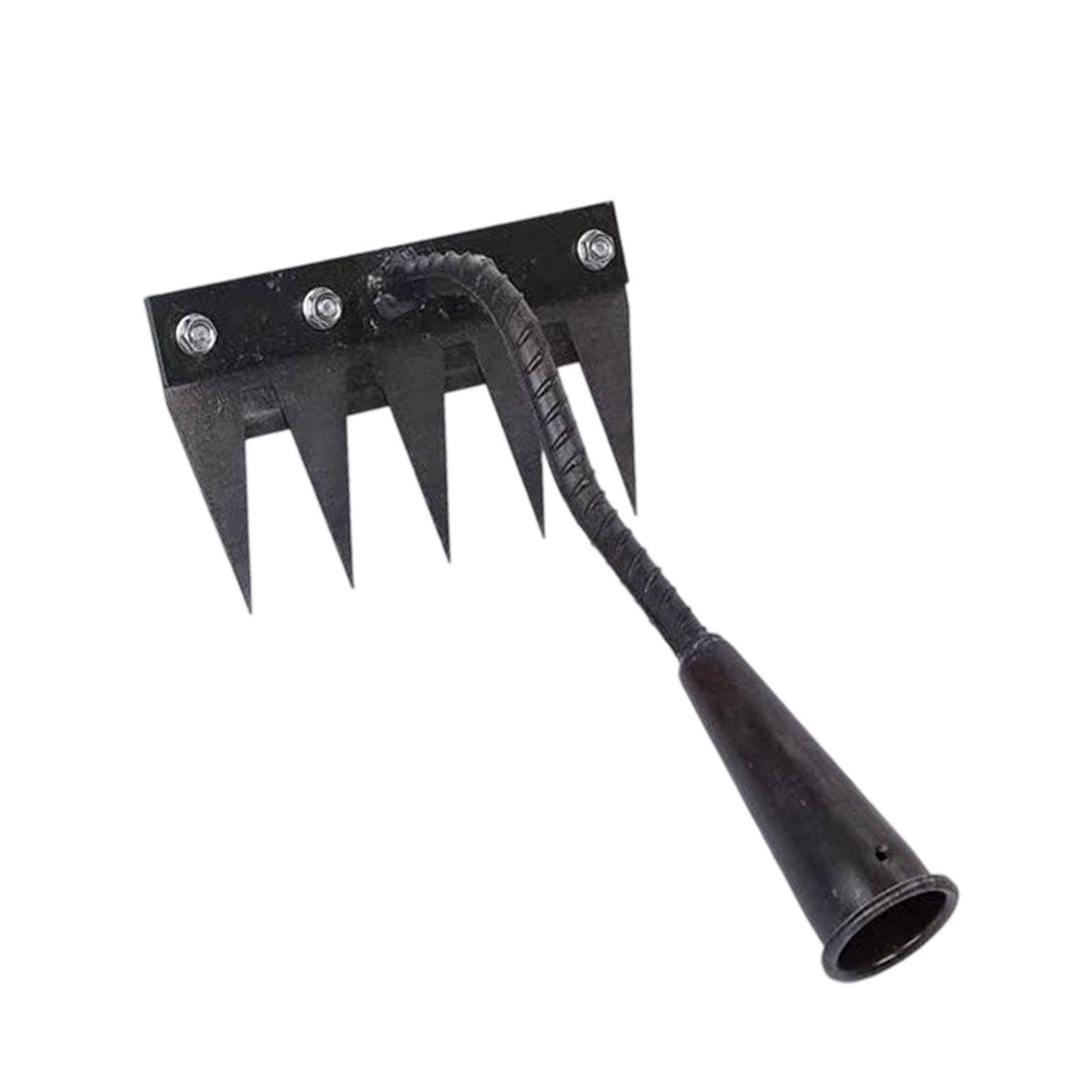Weeding Removal Rake Garden Hoe Gardening Tool Hardened Garden Hand Rake Weeding Tool for Farming Loosening Tilling Soil Yard, 5 Teeth