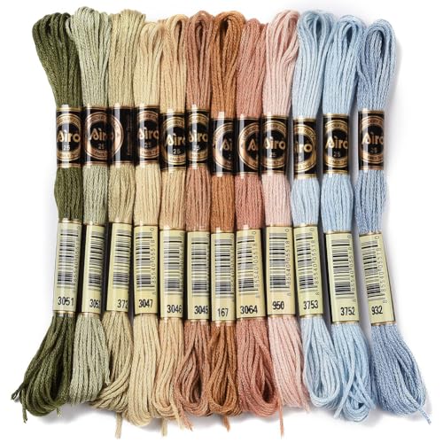 CABODYALS 12 madeja de Hilo de Bordar de 96 m Hilo de Punto de Cruz Jaspeado Hilo de 6 capas de Color Degradado para Pulseras de la Amistad Hilos para Hacer Joyas Pulseras Tejer Coser Y Suministros pa