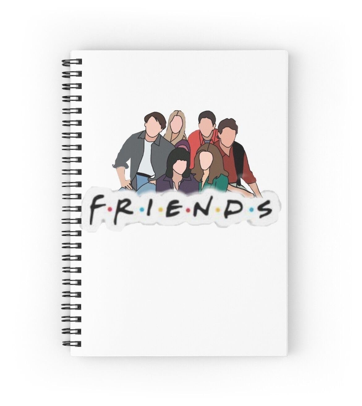 CRAFT MANIACS FRIENDS WHITE CARICATURE A5 RULED 160 PAGES NOTEBOOK + FREE PERSONALIZED NAMR BOOKMARK FOR LOVERS OF FRIENDS SITCOM