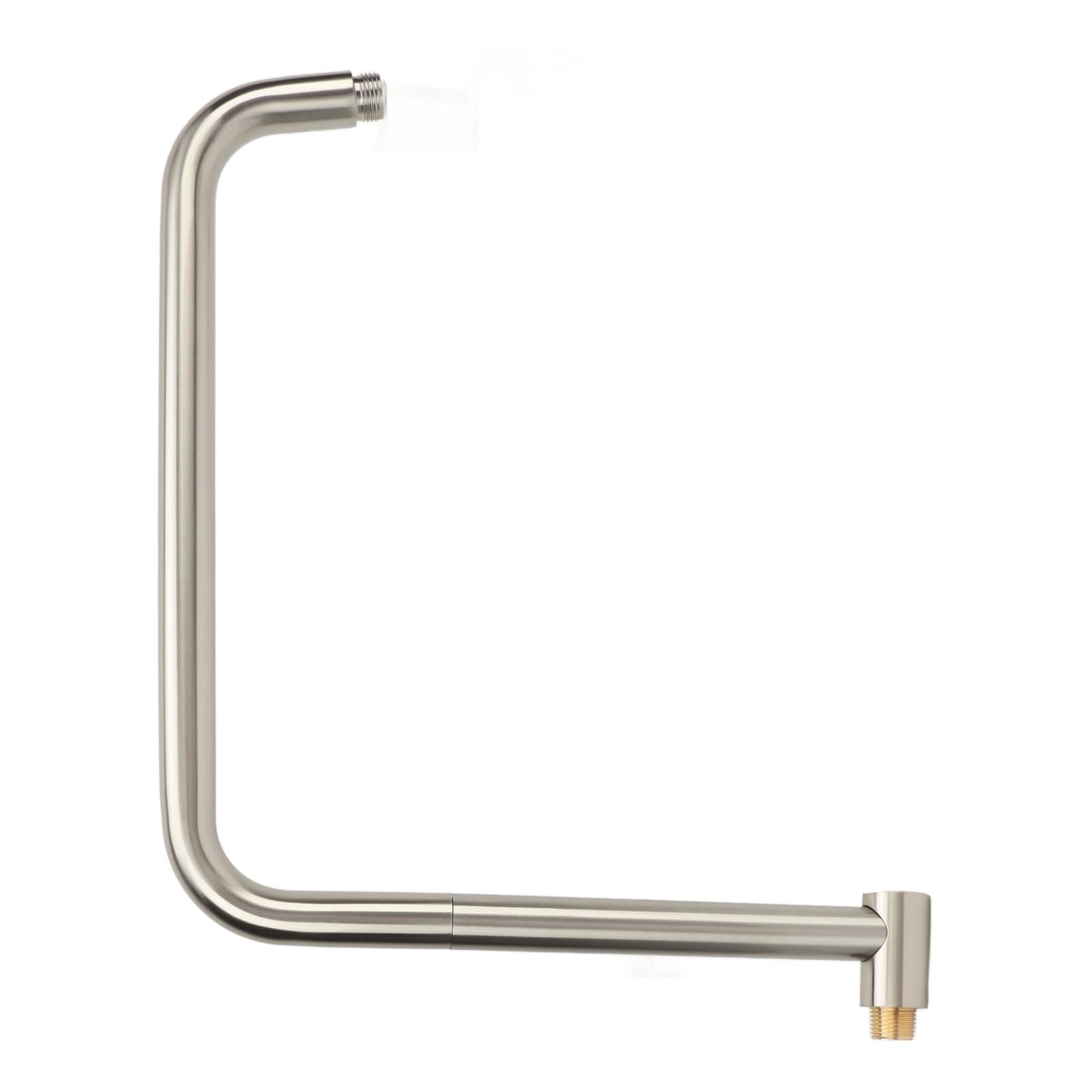 Extensor Ducha, Extensión de brazo de ducha giratorio en forma de S de acero inoxidable con brida, montaje en pared, elevador de cabezal de ducha ajustable, 360 grados, 33 cm, rosca G1/2 (Cepillado)