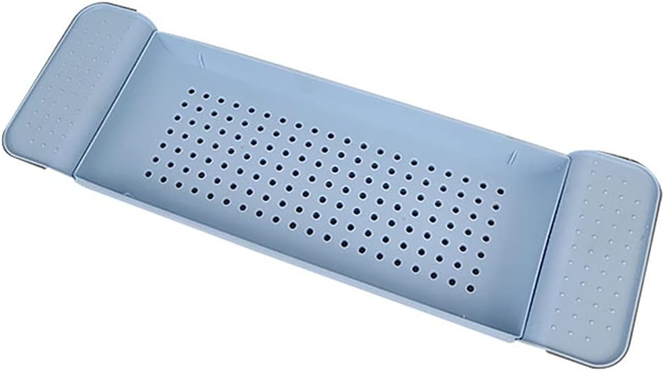 Home Retractable Bathtub Storage Rack Bath Tray Shelf Tub Multi-Function Bathroom Tools Towel Storage Shelf(Blue)