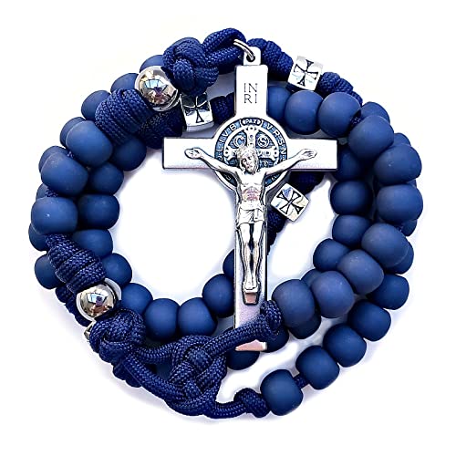 Rugged Rosaries® BLUE Marian Meditation ROSARY with St. Benedict Crucifix