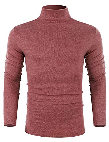 Image of Poriff Men's Casual Slim Fit Basic Tops Knitted Thermal Turtleneck Pullover Sweater