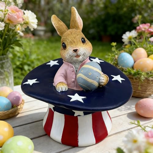 Estatua conejito de Pascua sombrero de mago en resina miniatura 5