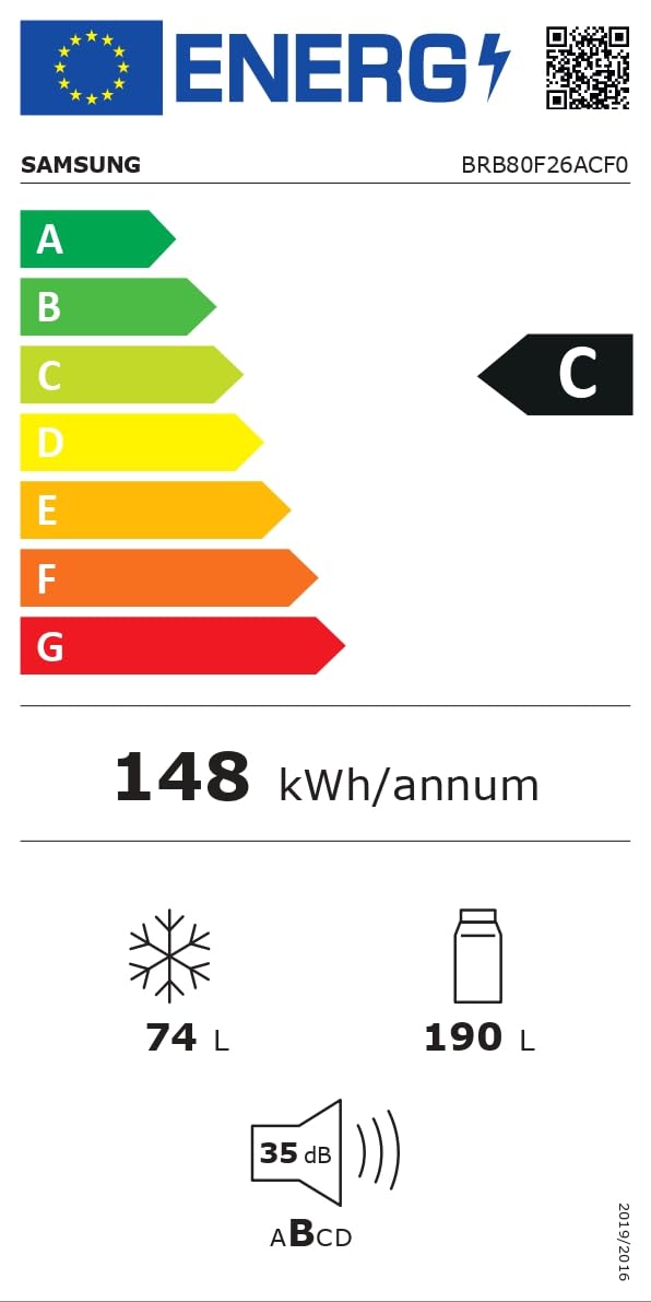 Samsung BRB80F26ACF0EF Einbau-Kühl-Gefrierkombination, AI Kühlschrank mit Gefrierfach, 178 cm, 264 l, No Frost+, AI Energy Mode, Twin Cooling+, Cool Select+, Weiß