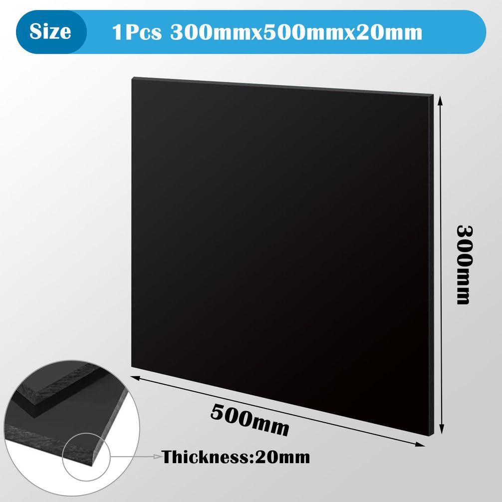 HDPE Kunststoffplatte 20mm Schwarz Polyethylen Hochdicht Dicke Platte Robust Korrosionsbeständig Für Maschinenbau Werkstatt CNC Bearbeitung,300 × 500mm
