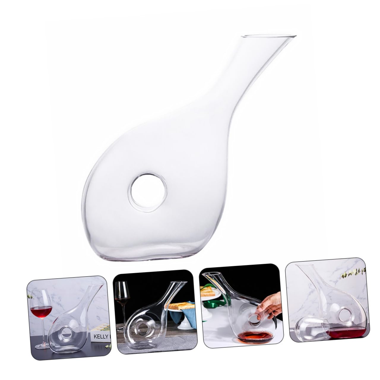 OUNONA Aérateur à Vin Créatif en Verre Cristal Verseur Plat pour Améliorer le Bouquet Saveur du Vin à Domicile Élégant et Fonctionnel