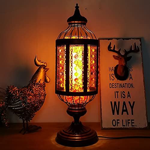 GDXH Türkische Mosaik-Tischlampe, handgefertigte marokkanische Retro-Schreibtischlampe, arabische Dekoration, Schreibtischlampe für Café, Bar, Schlafzimmer, Kantine,Redyellow Cover