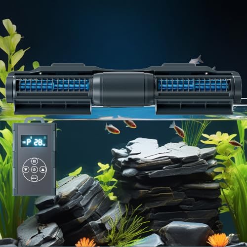 Wave Maker - Bomba para acuarios, bomba de flujo cruzado ajustable con controlador de pantalla LCD, base magnética fuerte, adecuada para acuarios de arrecife de agua dulce y marina,