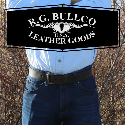 R.G. BULLCO Men's 1-1/2" Genuine Premium Real Full Grain Leather Belt with Roller Buckle - Style-1232