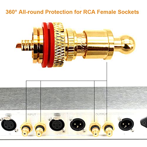 Rca Shorting Plugs Noise Stopper Caps, 10Pcs Rca Noise Cancelling Caps, Rca Dust Cover To Prevent Dirt, Emi, Rf And Rfi, Rca Protective Cap (Gold Plated) #TOP3