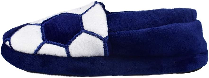 Little Kids Big Boys Warm Slippers with Soft Memory Foam Slip-on Indoor Football Slippers - Image 2