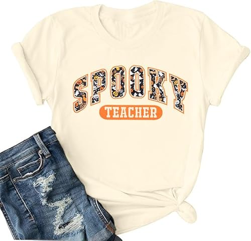 Halloween Teacher Shirts Women Spoo...