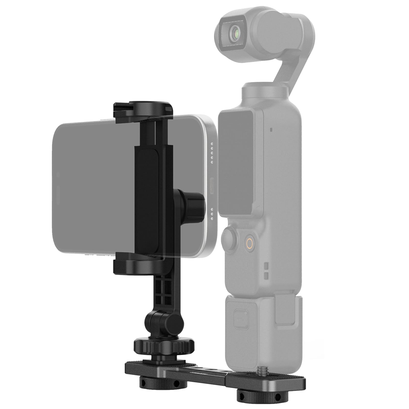NEEWER Smartphone Halterung kompatibel mit DJI Osmo Pocket 4 & Pocket 3, Professionelle Handyhalterung mit 1/4" Gewinde & Kaltblitzschuh für Stativ, Verlängerungsstange, Videolicht, Mikrofon, AC021