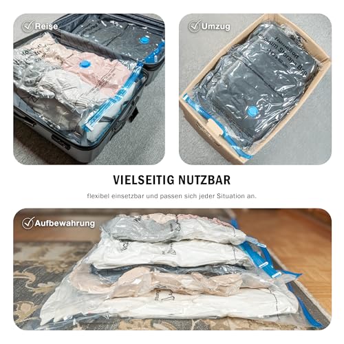 Vakuumbeutel für Kleidung & Bettdecken 8er Pack 3-100x80 cm, 3-80x60cm, 2-70x50 cm,Luftpumpe, Vacuum Bags, Bettdecken, Kissen, Bettwäsche, Reisen, Umzug & Aufbewahrung, Doppel-Zip