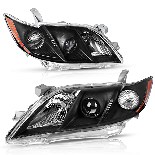 Image of OEDRO Headlight Assembly Compatible with 2007 2008 2009 Camry Headlamp with Amber Refector Clear Lens Black Housing