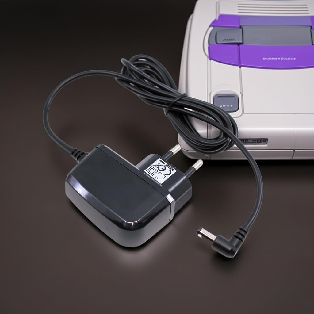 Chargeur compatible avec Nintendo Super Nintendo Entertainment System, SNES, Super Famicom, Entertainment System, NES Câble de charge Chargeur secteur OTB avec chiffon de nettoyage d'écran mungoo