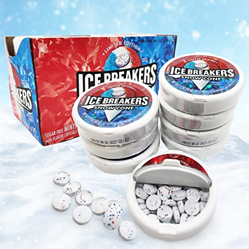 Ice Breakers Snow Cone Flavored - Sugar Free (8 Count) Ice Breaker Mints For Fresh Breath, Limited Edition Snow Cone Ice Breakers, Practical And Travel-Friendly Containers., 1.5 Ounces #TOP2