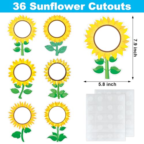 Image of 36 Pcs Sunflower Cutouts for Bulletin Board Decoration Fall Cutouts with Photo Space for DIY Craft for Autumn Classroom Party Decor