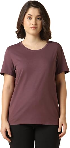 Van Heusen Women's Cotton Relaxed Fit Lounge T Shirt - Relax Fit, Round Neck, Short Sleeves